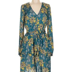 Louna Floral Long Sleeve Dress in Blue and Yellow
